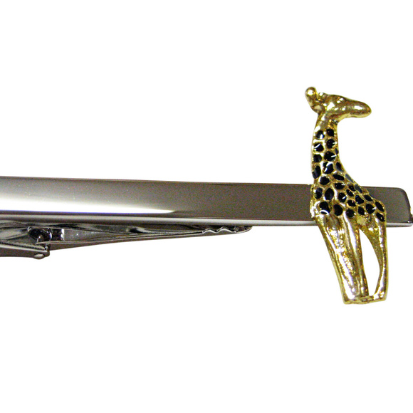 Gold and Silver Toned Giraffe Square Tie Clip - Picture 1 of 2